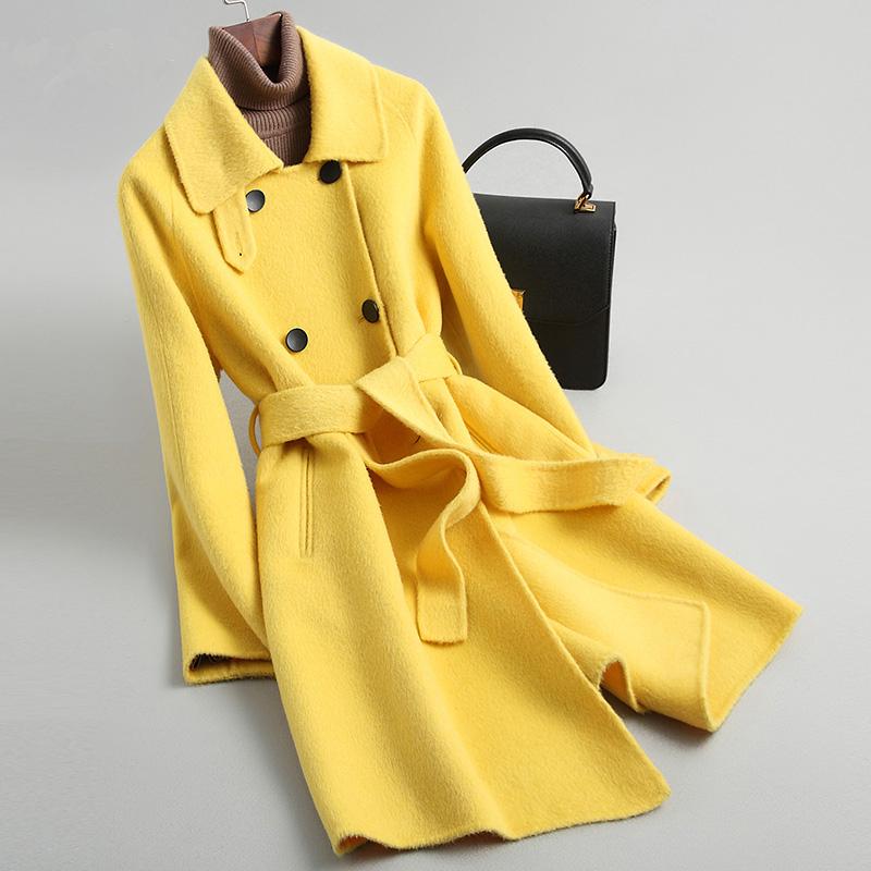 Manteau en cachemire 100% laine, collection printemps-automne, pour femme. Veste croisée A033.