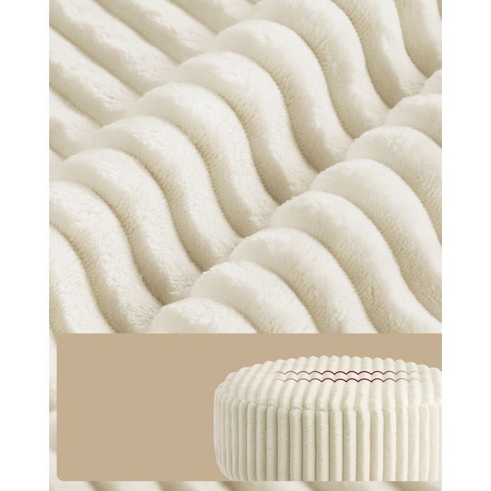 Tabouret de bar - VASAGLE - Velours côtelé - Réglable - Pivotant - Blanc crème
