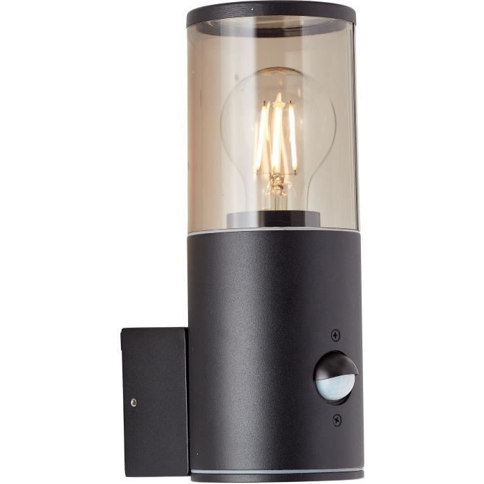 Aplique de exterior SERGIORO con detector de movimiento - Negro esmerilado - E27 20W - Aluminio/Plástico - IP44