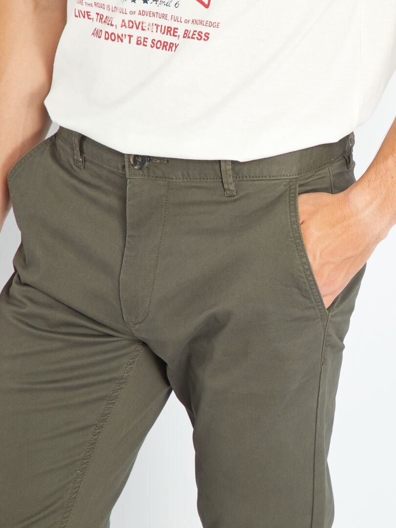 Nauwe chino broek - SWAT KHAKI
