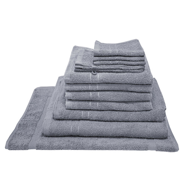 Set de 12 prosoape Basic, gri piatră, inclusiv prosop de baie