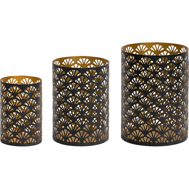 Hem Ljusstake s/3 metall svart/guld