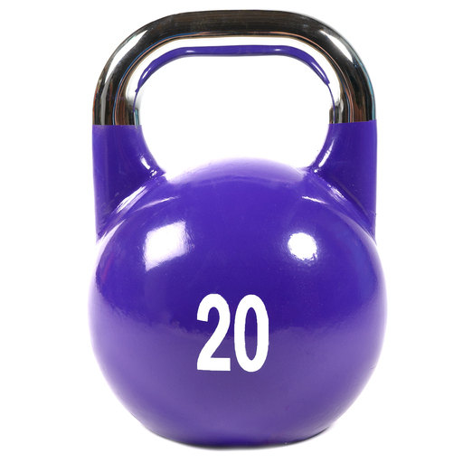  Wettkampfhantel aus Gusseisen mit aufgemaltem Logo, 20 kg