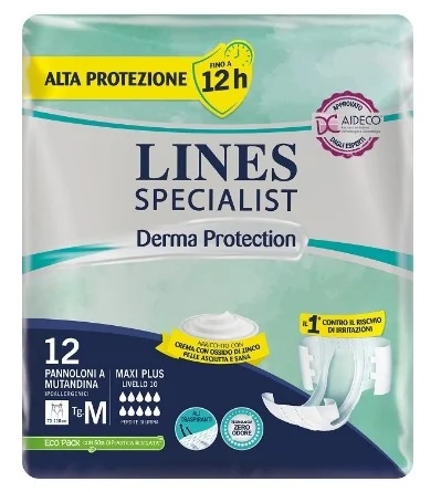 Pañales tipo pantalón LINES Specialist Derma Protection M, 12 unidades hipoalergénicas