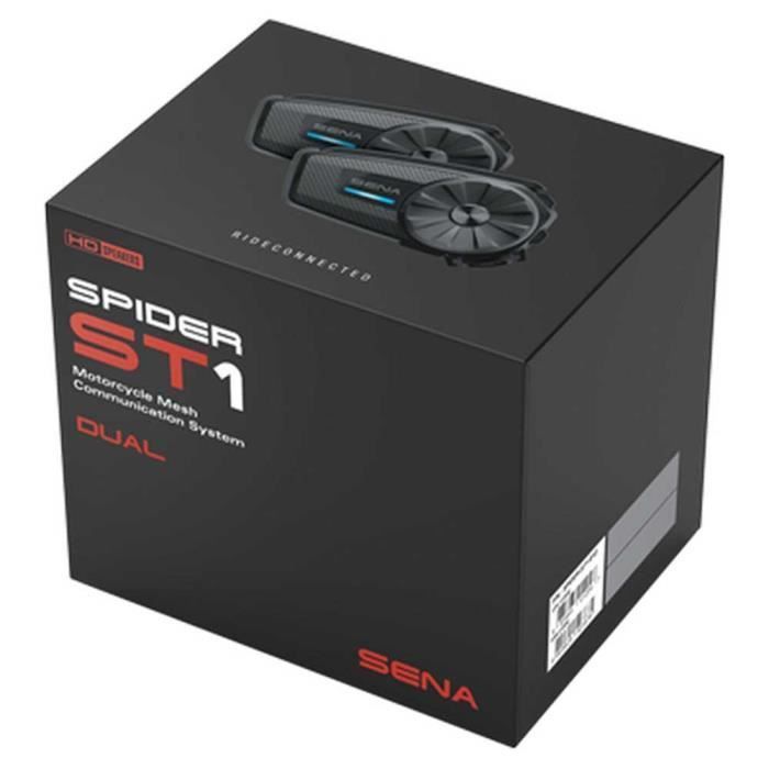 Sistema de comunicación en malla para motocicletas SENA SPIDER ST1 - Paquete doble negro