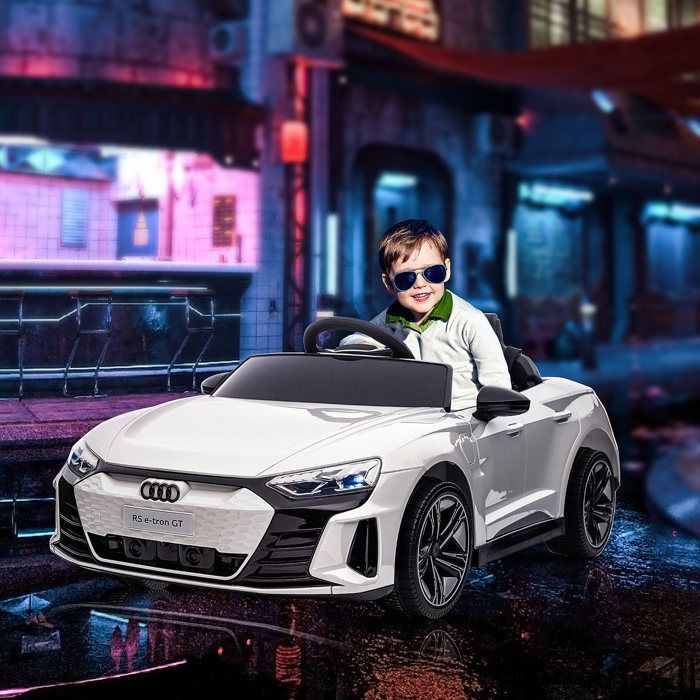 Coche eléctrico - HOMCOM - Audi RS E-tron GT de 12 V con licencia oficial para niños, mando a distancia con sonidos - PP - blanco