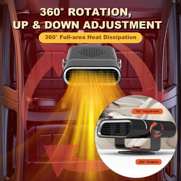 Calefactor para coche 12V, 120W, 2 en 1, con ventilador, portátil, descongelante, para SUV y camiones.