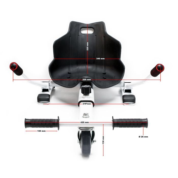 Asiento para patinete de equilibrio Wiltec – Negro – Capacidad máxima de 120 kg – Con ruedas y manillar – Ajustable para adultos y niños – S