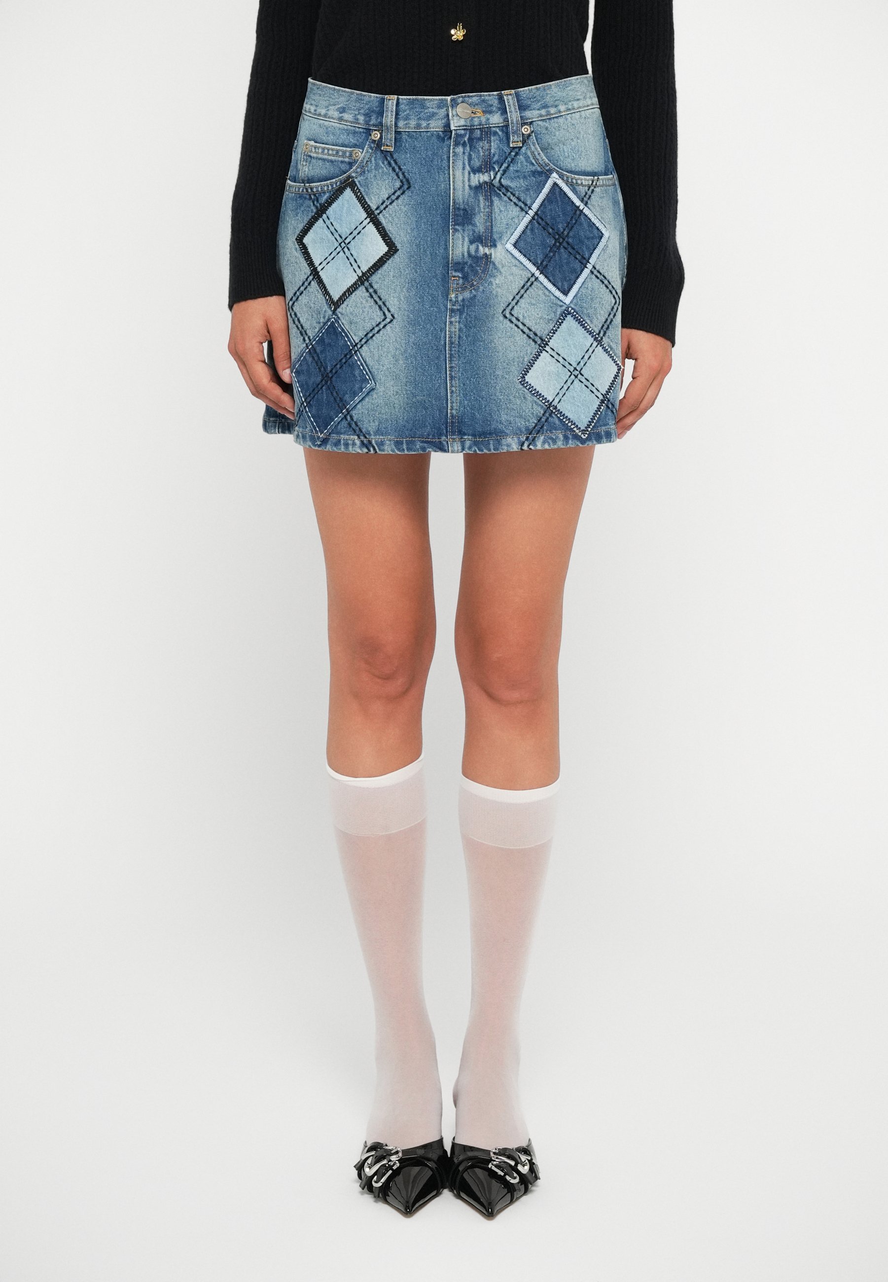 MARC JACOBS ARGYLE PATCHWORK - Denim rok - lichtblauw