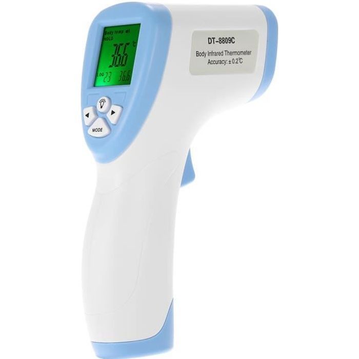 Termometro a infrarossi senza contatto per la fronte, termometro a infrarossi portatile DT8809C blu, batteria non inclusa