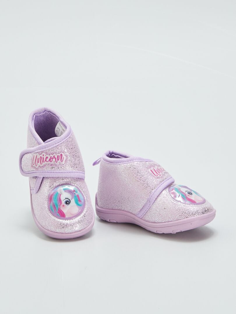 Hoge slippers met klittenbandsluiting - ROZE