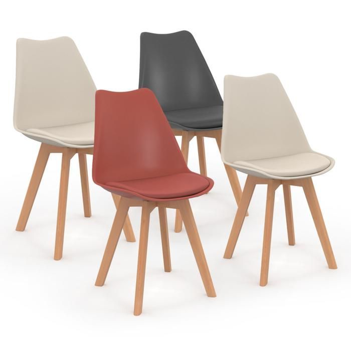 IDMARKET Lot de 4 chaises de salle à manger SARA scandinaves gris foncé, terracotta, beige x2