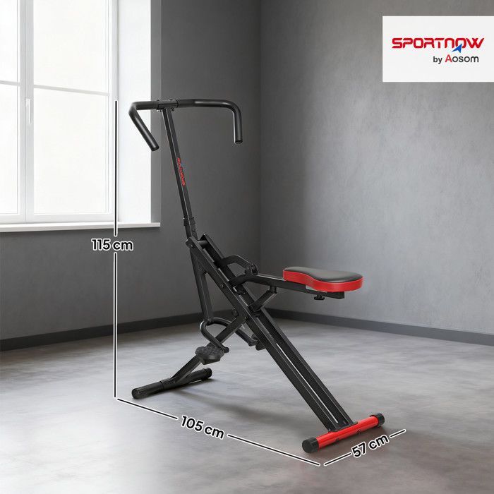 Attrezzo per addominali - SPORTNOW - pieghevole con sedile regolabile - per braccia, gambe, schiena e glutei - facile da montare