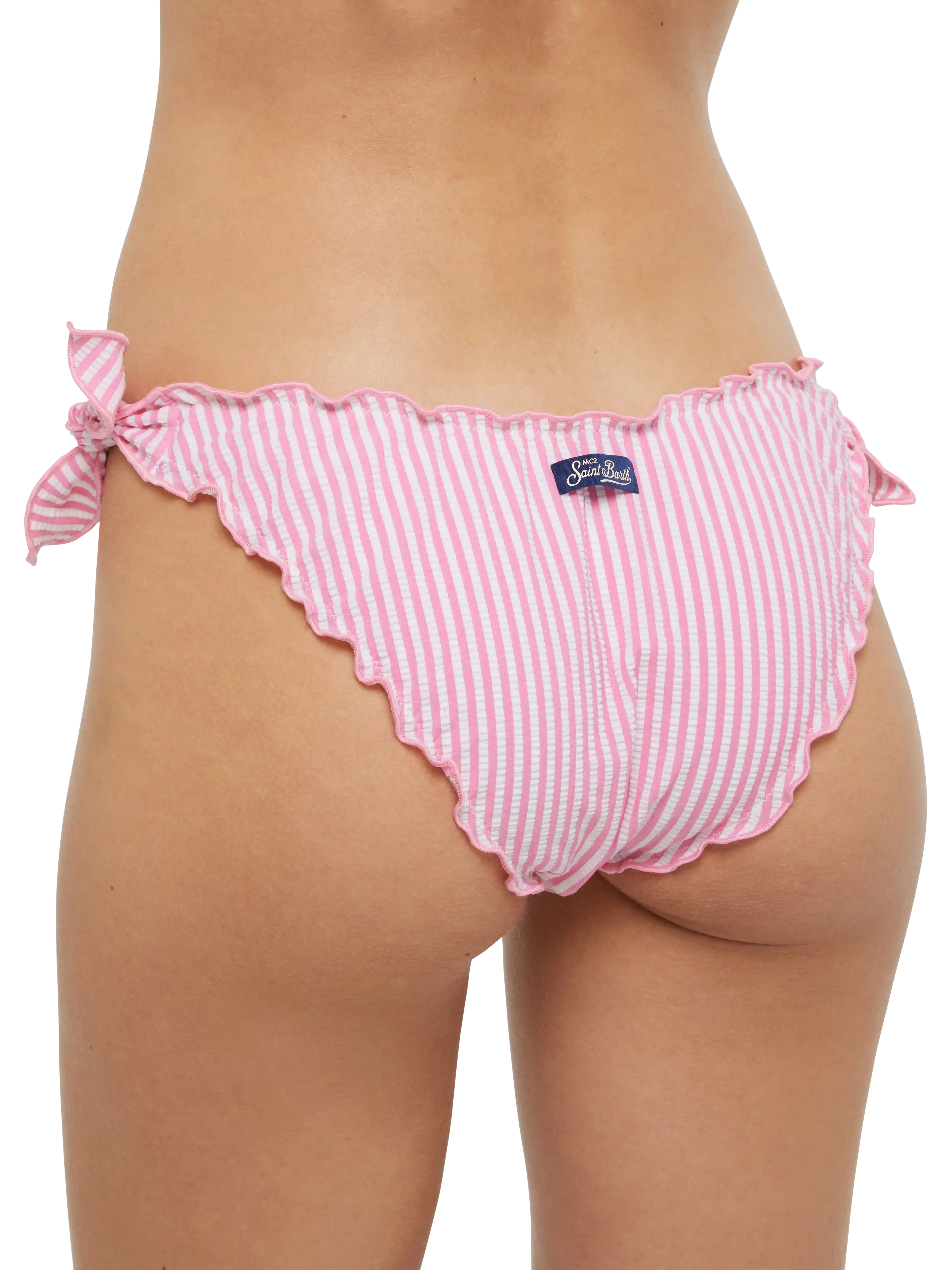 Klassieke driehoekige bikini met Sagittarius Moon-print in seersucker.