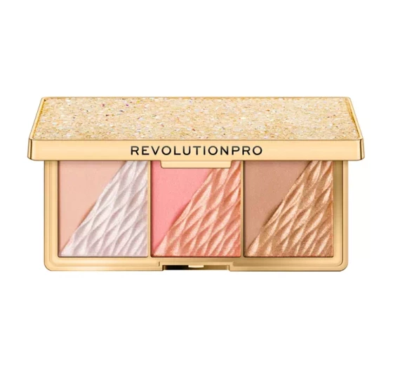 Revolution Pro Crystal Luxe paleta do konturowania Peach Royale 3x2,8g