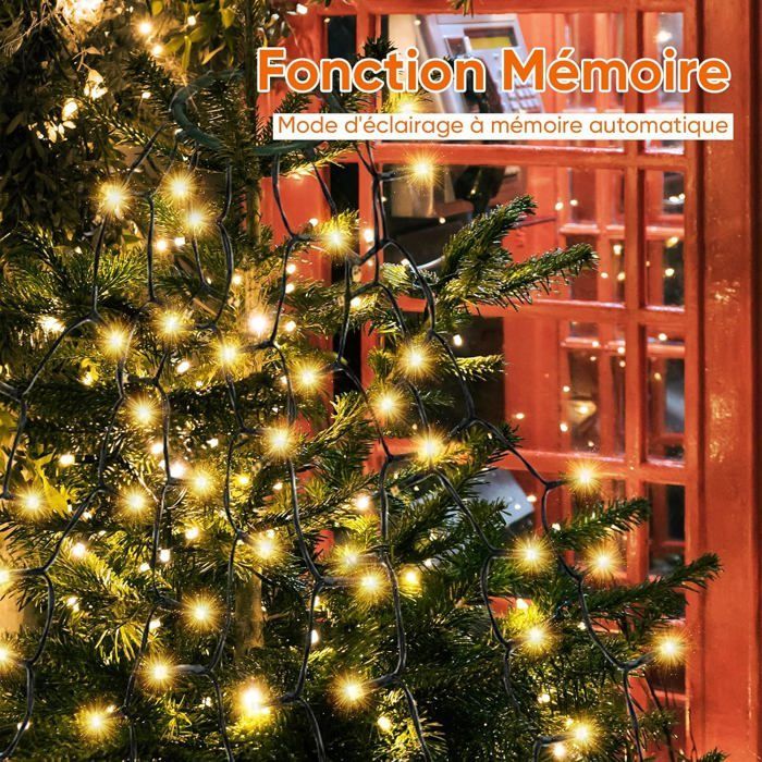 Guirlande Lumineuse 280 LEDs pour Sapin de Noêl, 2m x 8 exterieur Etanche Guirlande LED Sapin Décoration (1,5-2,8m sapin)