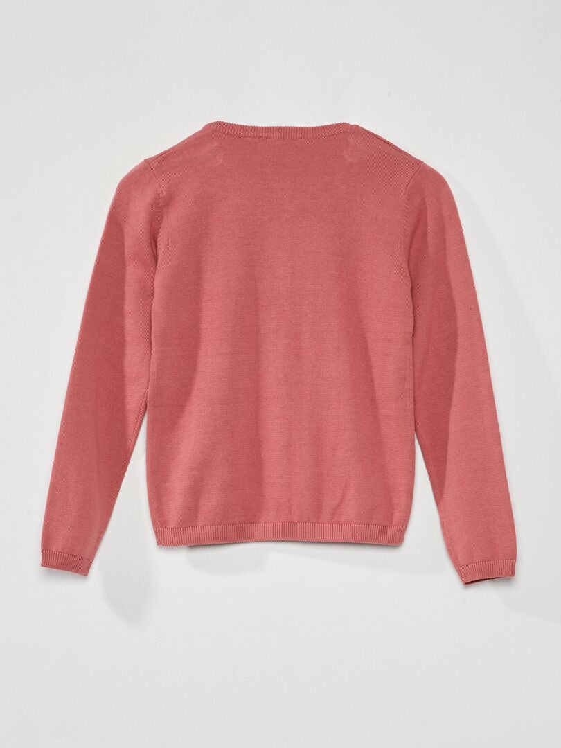 Gebreid vest met patroon - ROZE