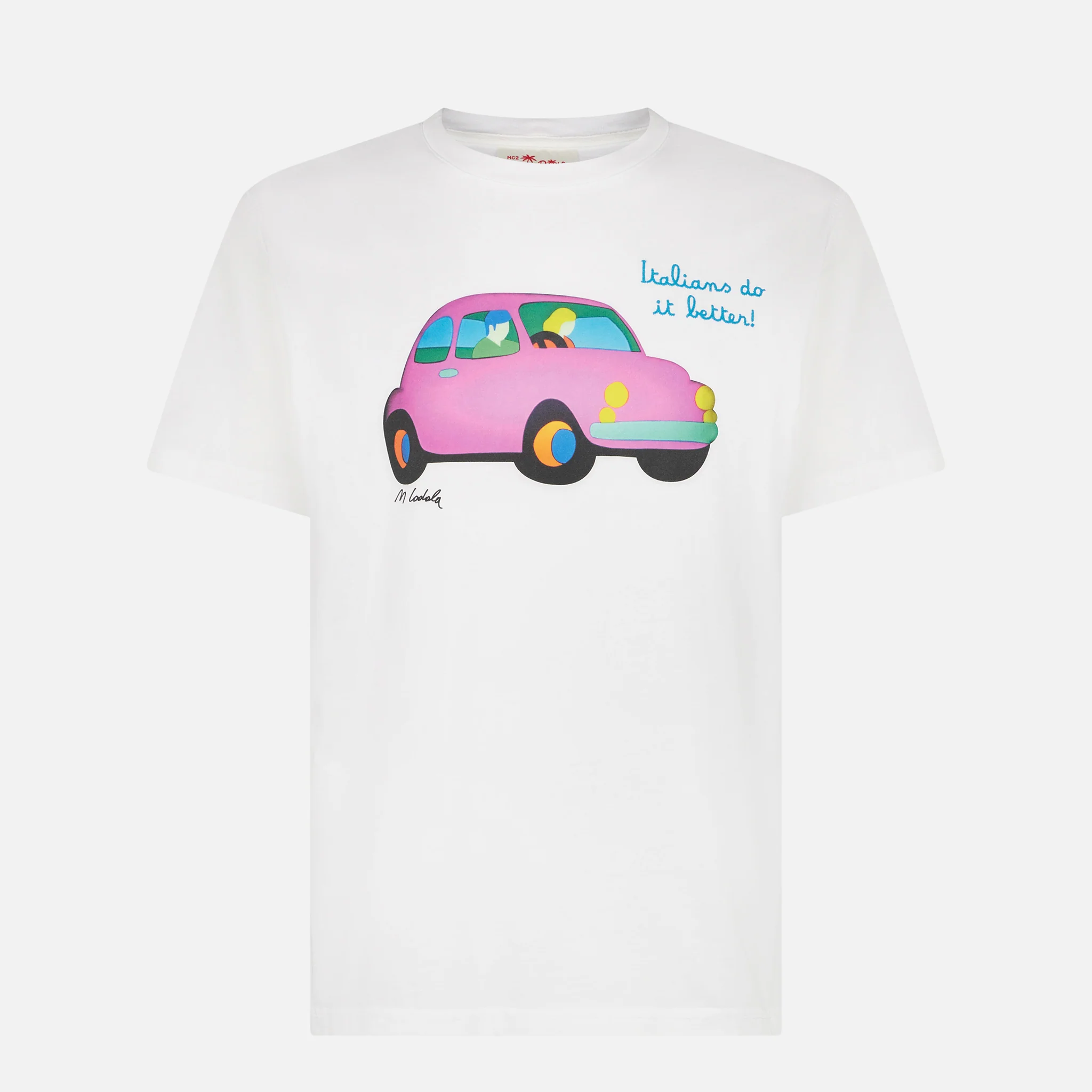 T-shirt da uomo in cotone con stampa Lodola Car | MARCO LODOLA ARTE ED