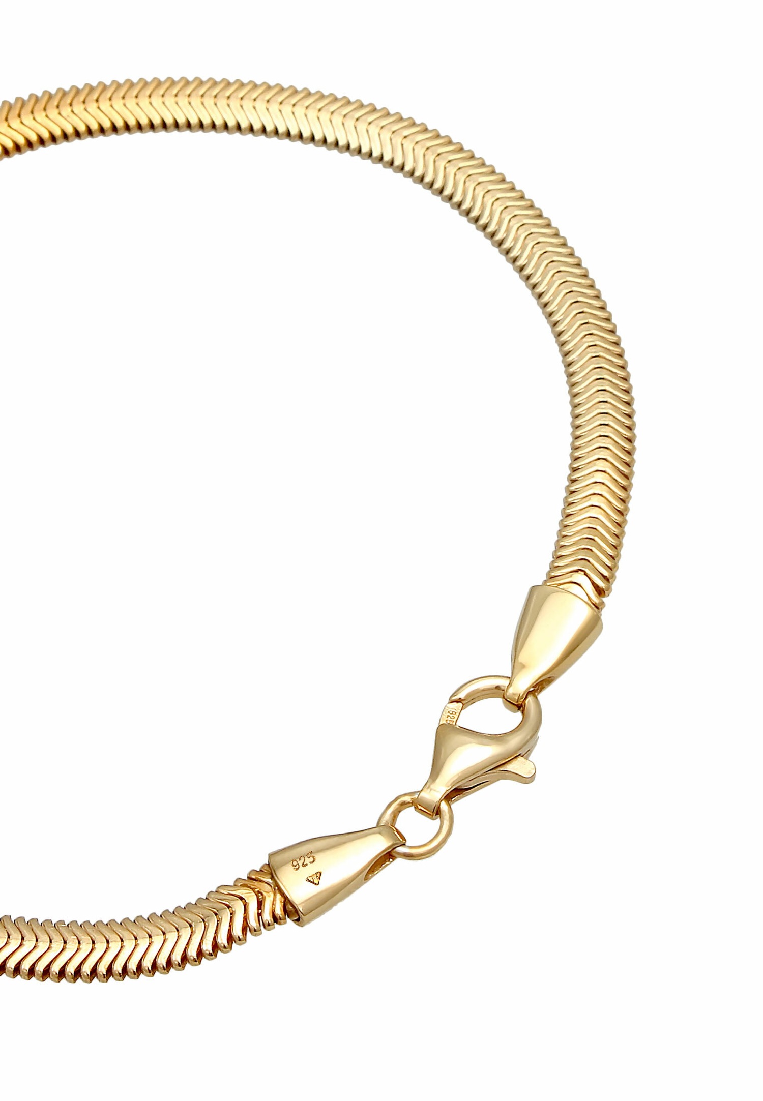 KUZZOI Femme Flat Elegant Snake Chain Herringbone Trend en argent sterling 925 plaqué or