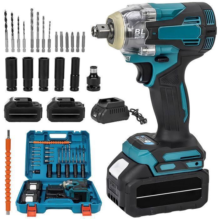 Avvitatore a impulsi senza fili da 1200 Nm 1/2 pollice 21 V compatibile con motore brushless ad alta potenza Makita 18 V - LED, velocità regolabile, 2