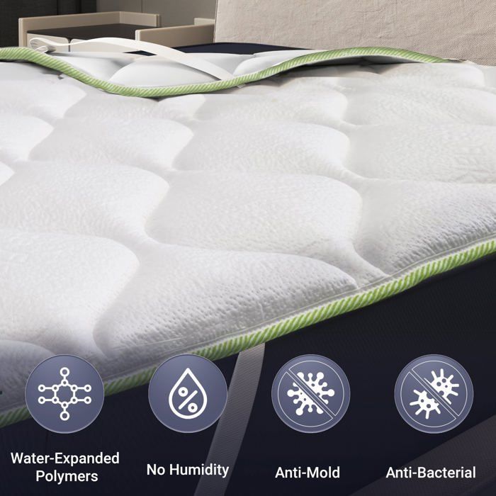 The White Stone Surmatelas Rafraîchissant 90x190 cm avec Élastiques | Correcteur de Matelas avec Technologie Cooler | Hauteur 4 cm