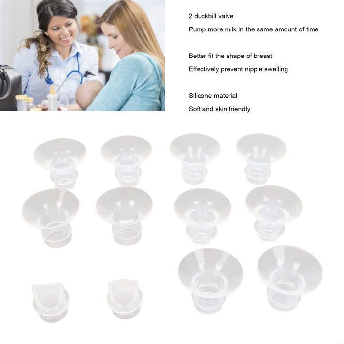 OMABETA 10 insertos para embudo de extractor de leche portátil, inserto de bloqueo para extractor de leche, embudo de silicona para el cuidado del bebé, kit de cuidado del bebé