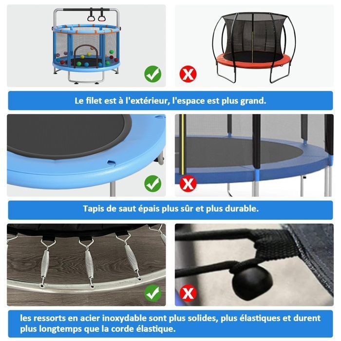 Multifunctionele trampoline - MAGICFOX - Ø150 cm - Draagvermogen 150 kg - Hangmat & ophangringen - Gegalvaniseerd stalen frame