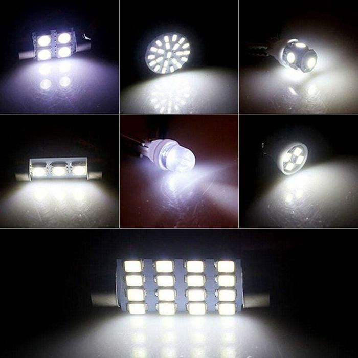 42 bombillas LED T10 blancas universales para coche, kit de bombillas LED SMD para interior, luz de techo, matrícula, cinturón MO PZCC