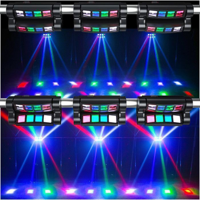 JAJALUYA 2PCS 60W Lyre LED Disco Lumière d'araignée DMX RGBW 4 en 1 Éclairage de Scène Contrôle Vocal Jeux de Lumière DJ Fête Bar