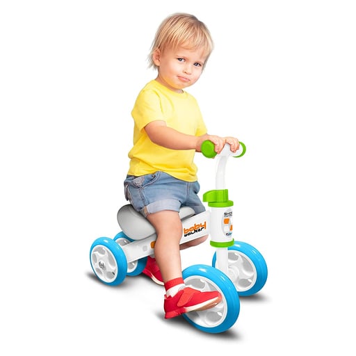 Bicicletă de echilibru cu 4 roți și sistem antiderapaj