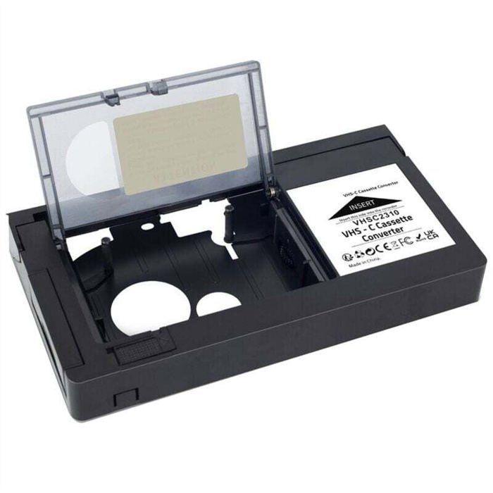 Adattatore convertitore per cassette - OKZ - Compatibile con VHS-C - Compatibile con SVHS-C - Funzionamento a batterie AA - Nero