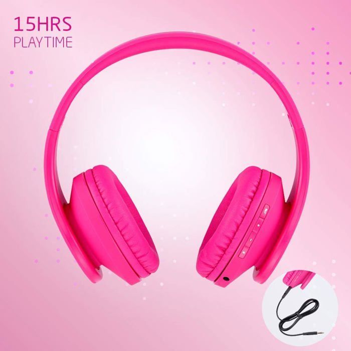 Kinderkoptelefoon - PowerLocus - P2 - Opvouwbaar - Bluetooth - Roze