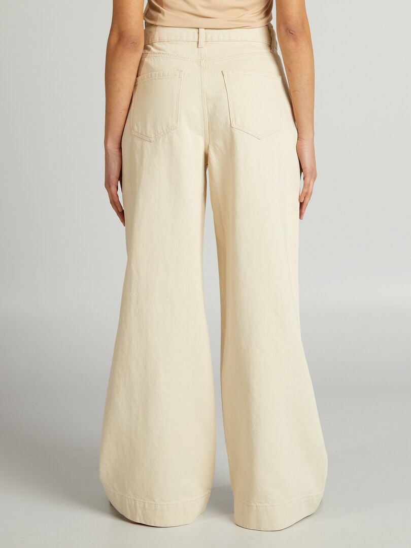 Calça jeans de perna larga - BEGE