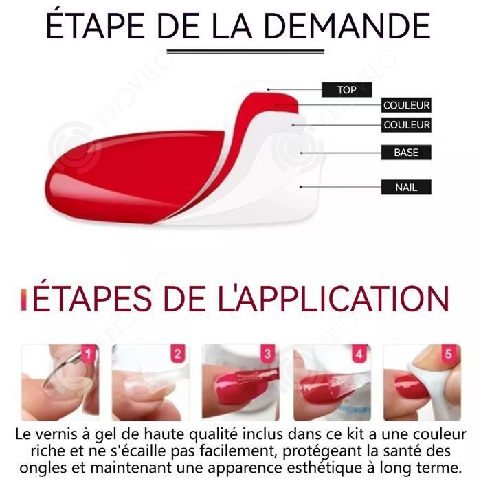 Kit vernis à gel - PAS - 54 pièces - Lampe 36W 18 LED - Multicolore