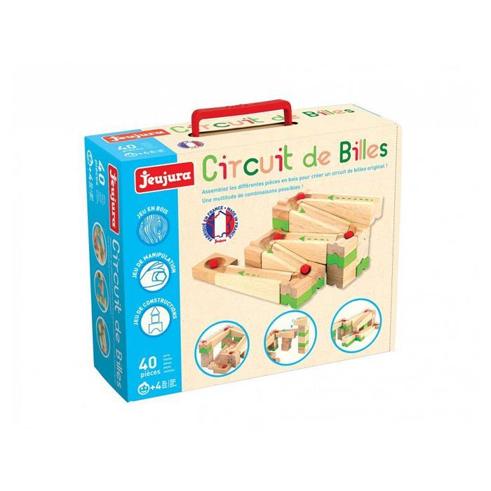 Jeu de construction en bois Jeujura - Circuit de billes - 40 pièces