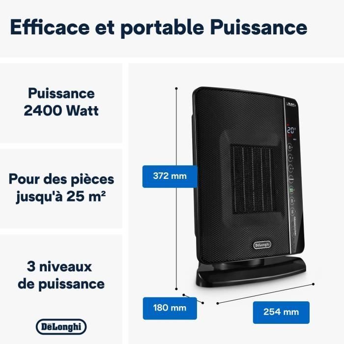 Aquecedor de ventilador cerâmico DELONGHI - DCH7993ER.BC - 2400W - Preto e cromado