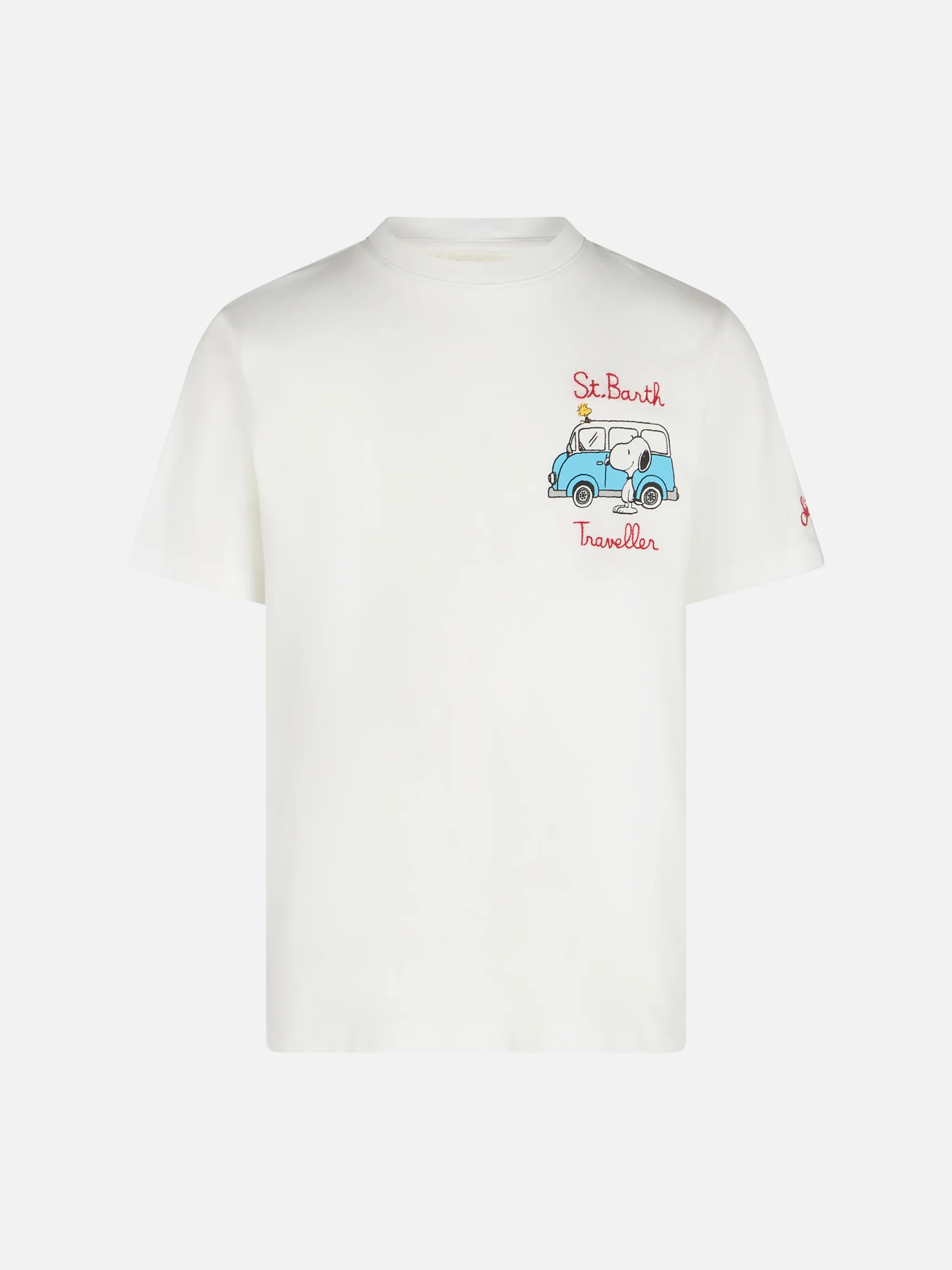 Kinder T-shirt van katoen met Snoopy-print en St. Barth Trav-borduurwerk.