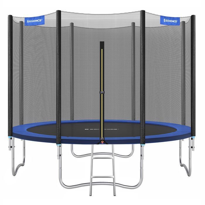 Cama elástica de Ø 305 cm con red, escalera, almohadilla de seguridad, carga máxima 150 kg.