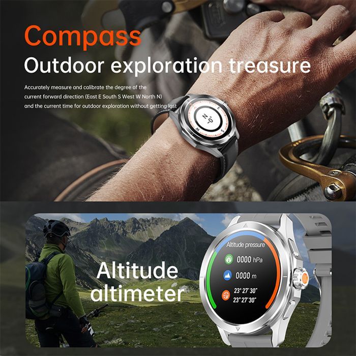 For Xiaomi S4 Ultra Outdoor Sports Smartwatch Men's AMOLED Screen NFC GPS Waterproof Bluetooth Calling Black Steel 2A