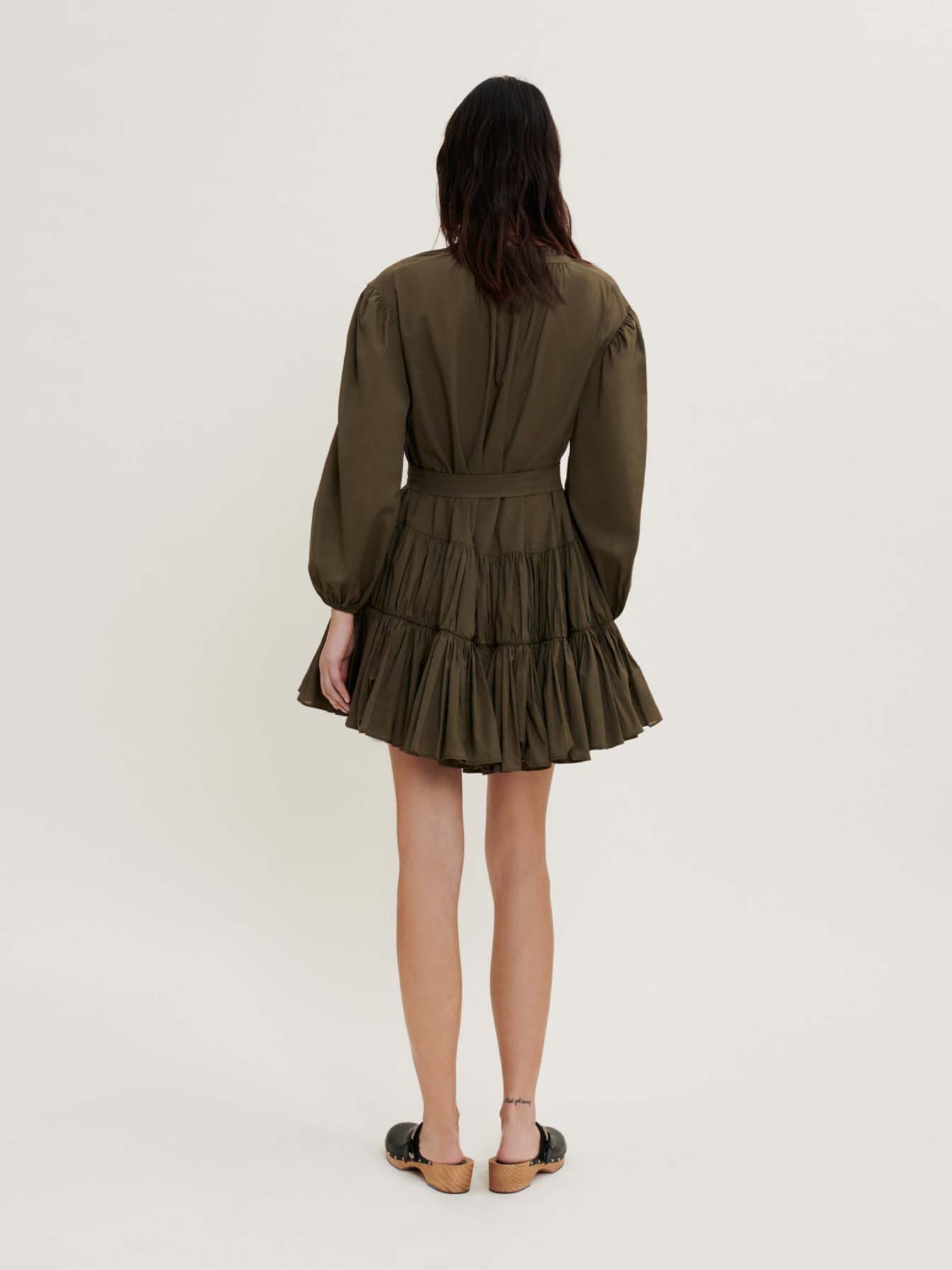 Rochie din bumbac cu curea - Kaki