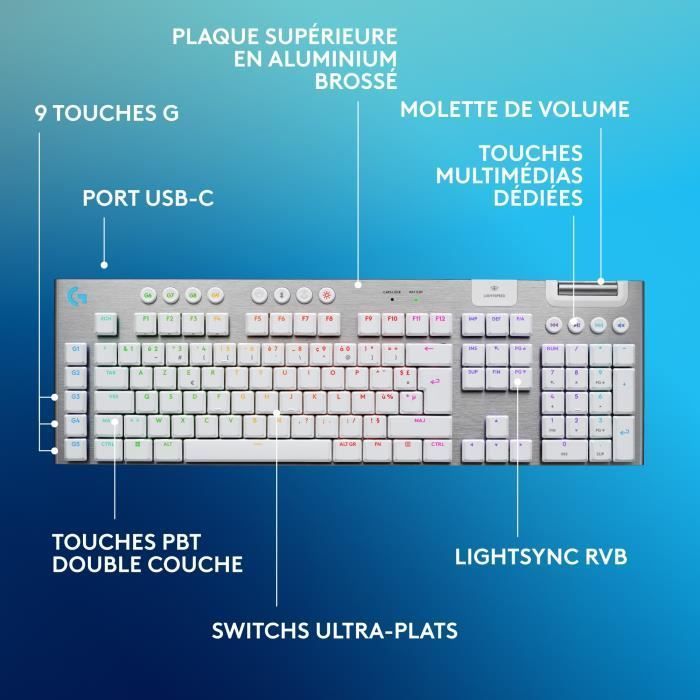 Gaming keyboard - Wireless - Logitech G - G915 X - AZERTY - Mechanical - White