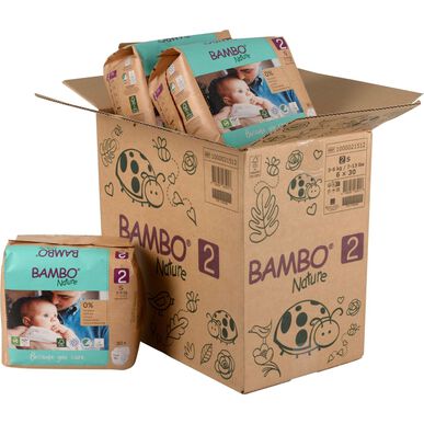 Bambo Nature gutter og jenter 0 % parfyme miljøvennlige bleierpakke, størrelse 2, 3–6 kg, 180 enheter.