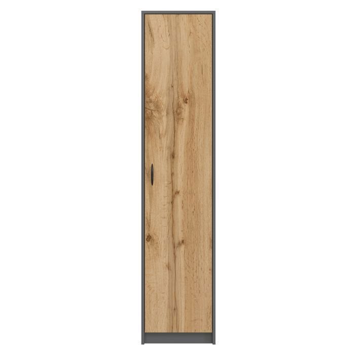Armario de almacenamiento de 1 puerta - 40x35x180 cm - Armario de oficina/dormitorio de 4 estantes - Mueble de almacenamiento multiusos - Wotan