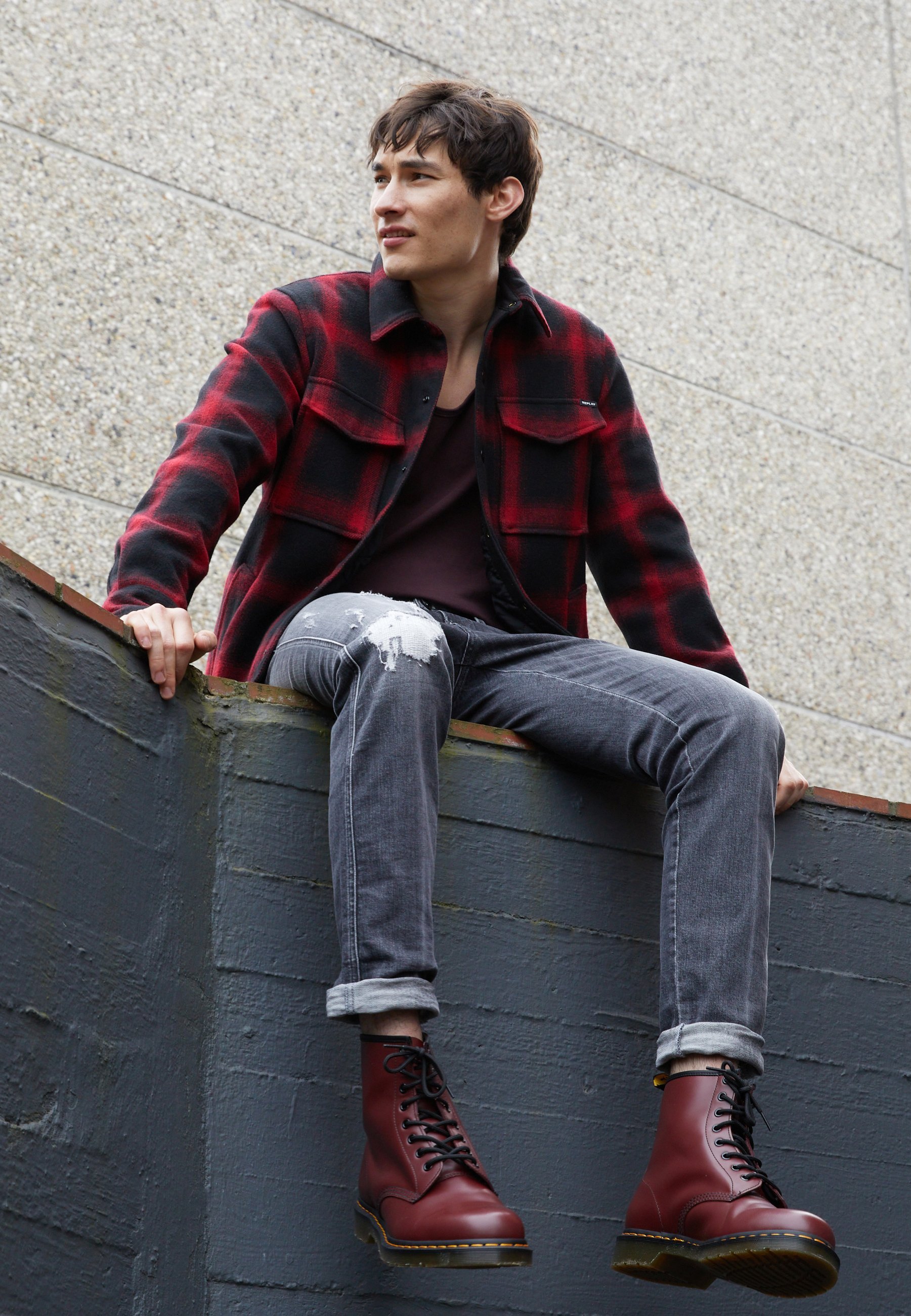 Dr. Martens 1460 BOOT - Enkellaarsjes met vetersluiting - kersenrood