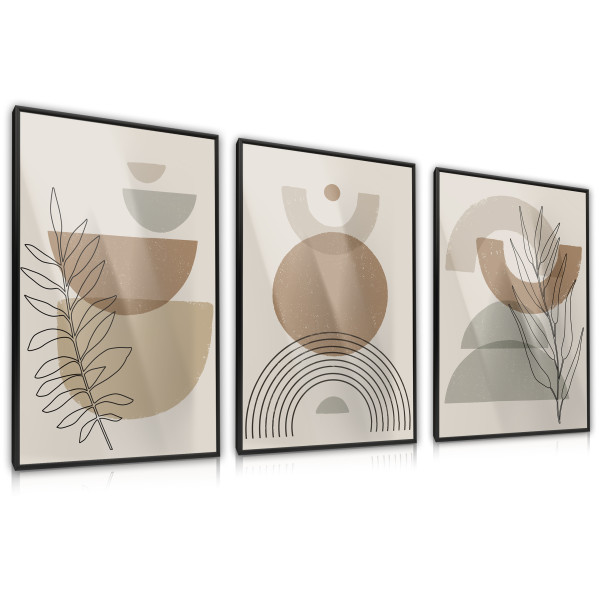 ZESTAW 3X Plakat Kształty W Stylu Boho 30x40cm