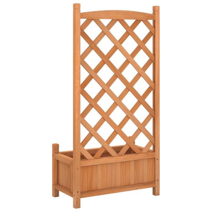 vidaXL Macetero con enrejado, jardinera elevada, maceta para plantas, jardinera para jardín, patio, terraza, marrón 365485