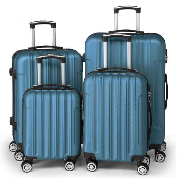 ALIGHTUP - Juego de 4 maletas portátiles 4 en 1 de ABS con ruedas - 45 cm/56 cm/66 cm/76 cm - Azul marino