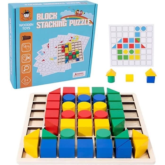 Lernspiel – ZGEER – Holzbausteinset – Mathe-Gedächtnis – Ab 3 Jahren – Umweltfreundliches Holz