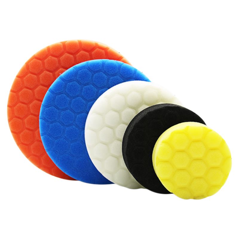 Kit de 5 disques de polissage hexagonaux en éponge (3/4/5/6/7 pouces) pour polisseuse de voiture