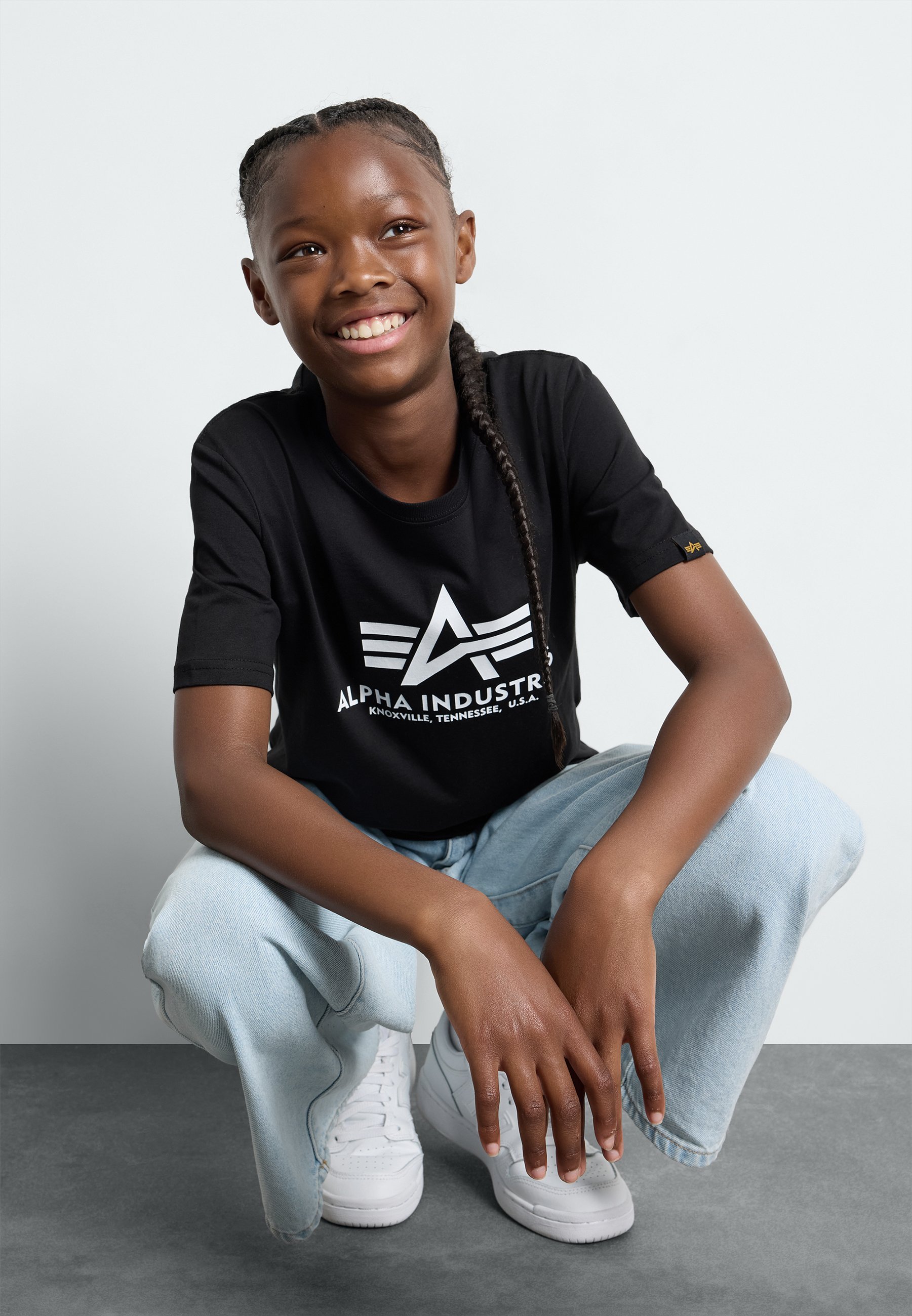 Alpha Industries BASIC KIDS TEENS UNISEX - T-shirt stampata - nera
